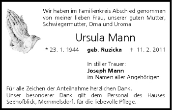 Anzeige von Ursula Mann von MGO