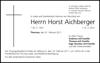 Anzeige von Horst Aichberger von MGO