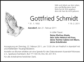 Anzeige von Gottfried Schmidt von MGO
