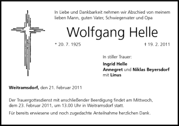 Anzeige von Wolfgang Helle von MGO