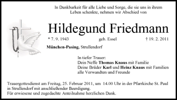 Anzeige von Hildegund Friedmann von MGO