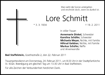 Anzeige von Lore Schmitt von MGO