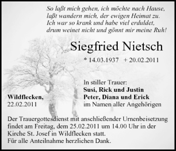Anzeige von Siegfried Nietsch von MGO