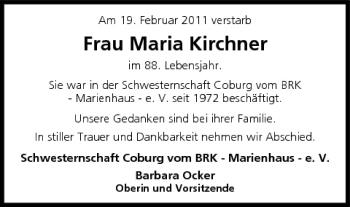 Anzeige von Maria Kirchner von MGO