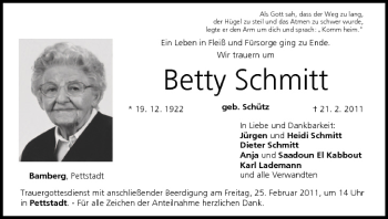 Anzeige von Betty Schmitt von MGO