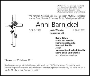 Anzeige von Anni Barnickel von MGO