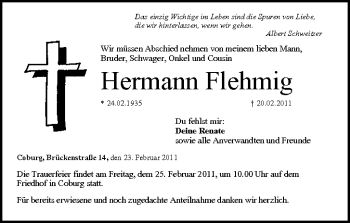Anzeige von Hermann Flehmig von MGO