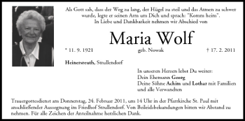 Anzeige von Maria Wolf von MGO