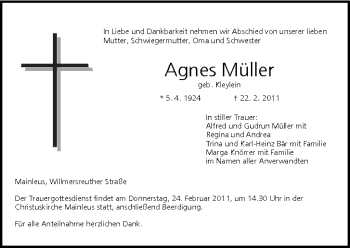 Anzeige von Agnes Müller von MGO