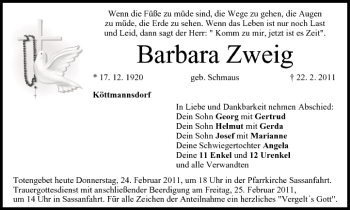 Anzeige von Barbara Zweig von MGO