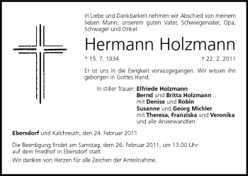 Anzeige von Hermann Holzmann von MGO
