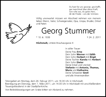 Anzeige von Georg Stummer von MGO