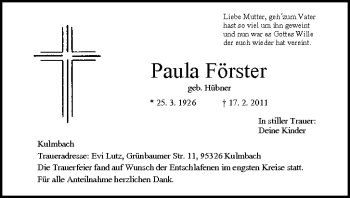 Anzeige von Paula Förster von MGO