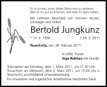 Anzeige von Bertold Jungkunz von MGO