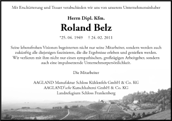Anzeige von Roland Belz von MGO