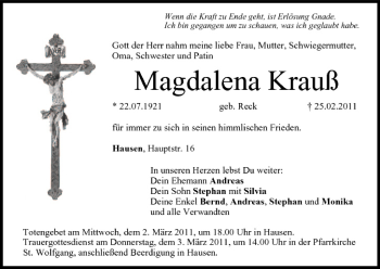 Anzeige von Magdalena Krauß von MGO