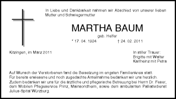 Anzeige von Martha Baum von MGO