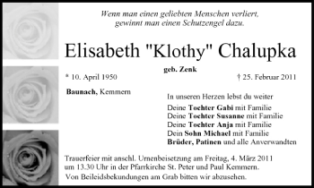 Anzeige von Elisabeth Chalupka von MGO