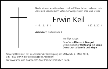 Anzeige von Erwin Keil von MGO