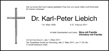 Anzeige von Karl-Peter Liebich von MGO