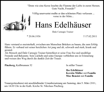 Anzeige von Hans Edelhäuser von MGO