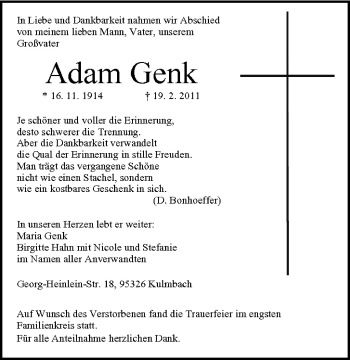 Anzeige von Adam Genk von MGO