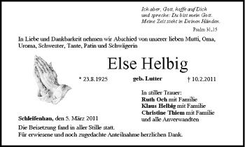 Anzeige von Else Helbig von MGO