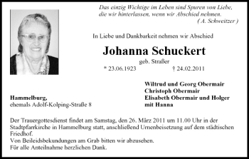 Anzeige von Johanna Schuckert von MGO