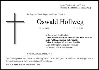 Anzeige von Oswald Hollweg von MGO