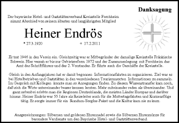 Anzeige von Heiner Endrös von MGO