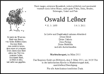 Anzeige von Oswald Leßner von MGO