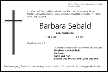 Anzeige von Barbara Sebald von MGO