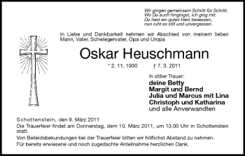 Anzeige von Oskar Heuschmann von MGO