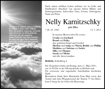 Anzeige von Nelly Karnitzschky von MGO