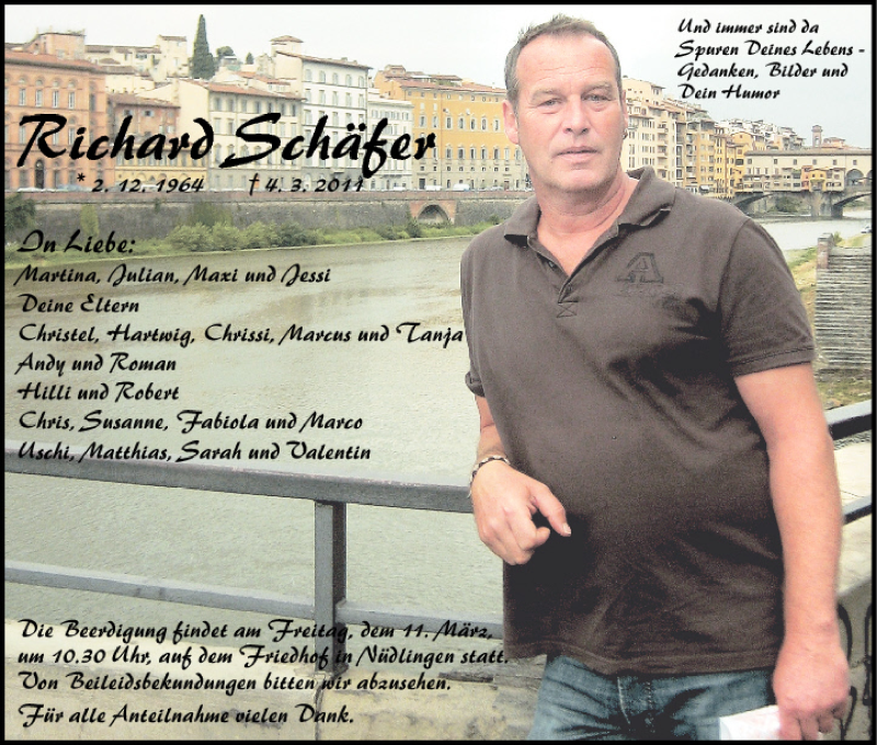  Traueranzeige für Richard Schäfer vom 10.03.2011 aus MGO