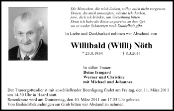 Anzeige von Willibald Nöth von MGO