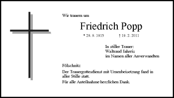 Anzeige von Friedrich Popp von MGO