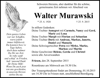 Anzeige von Walter Murawski von MGO