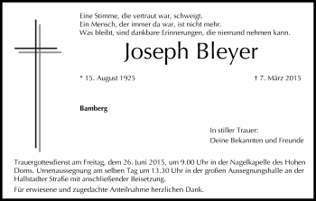 Anzeige von Joseph Bleyer von MGO