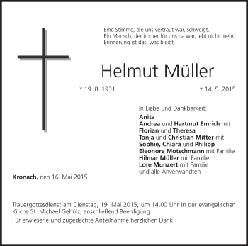 Anzeige von Helmut Müller von MGO