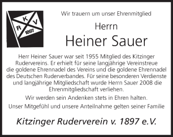 Anzeige von Heiner Sauer von MGO
