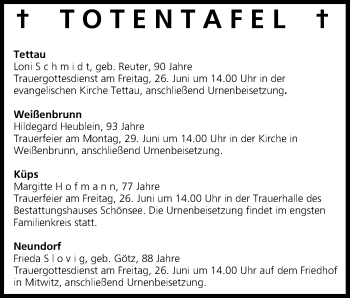 Anzeige von Hildegard Heubein von MGO