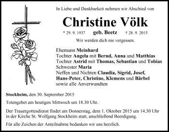 Anzeige von Christine Völk von MGO