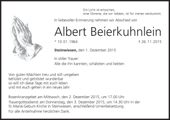Anzeige von Albert Beierkuhnlein von MGO