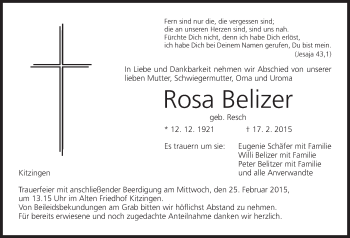 Anzeige von Rosa Belizer von MGO
