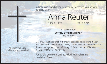 Anzeige von Anna Reuter von MGO