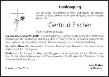 Anzeige von Gertrud Fischer von MGO