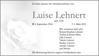 Anzeige von Luise Lehnert von MGO