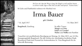 Anzeige von Irma Bauer von MGO
