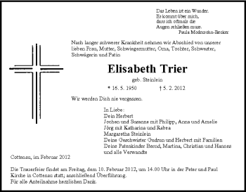 Anzeige von Elisabeth Trier von MGO